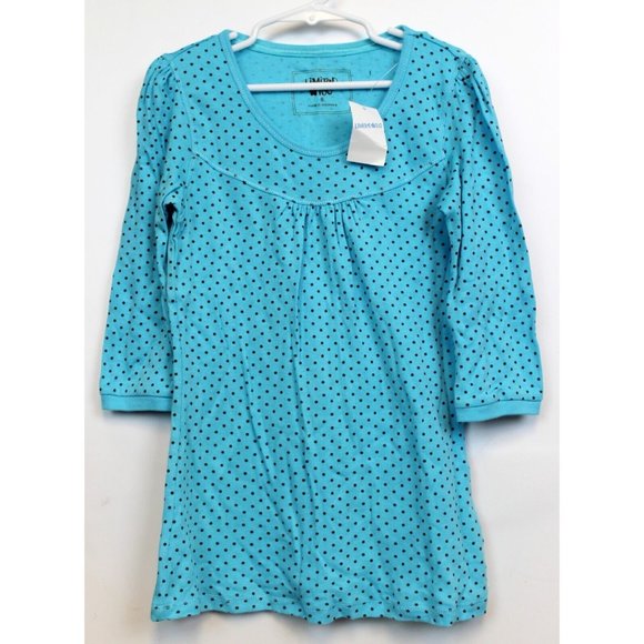 NWT Limited Too Girls Blue Polka Dot Shirt Top Sz 8 3/4 Sleeve Early 2000s NOS - Picture 1 of 4